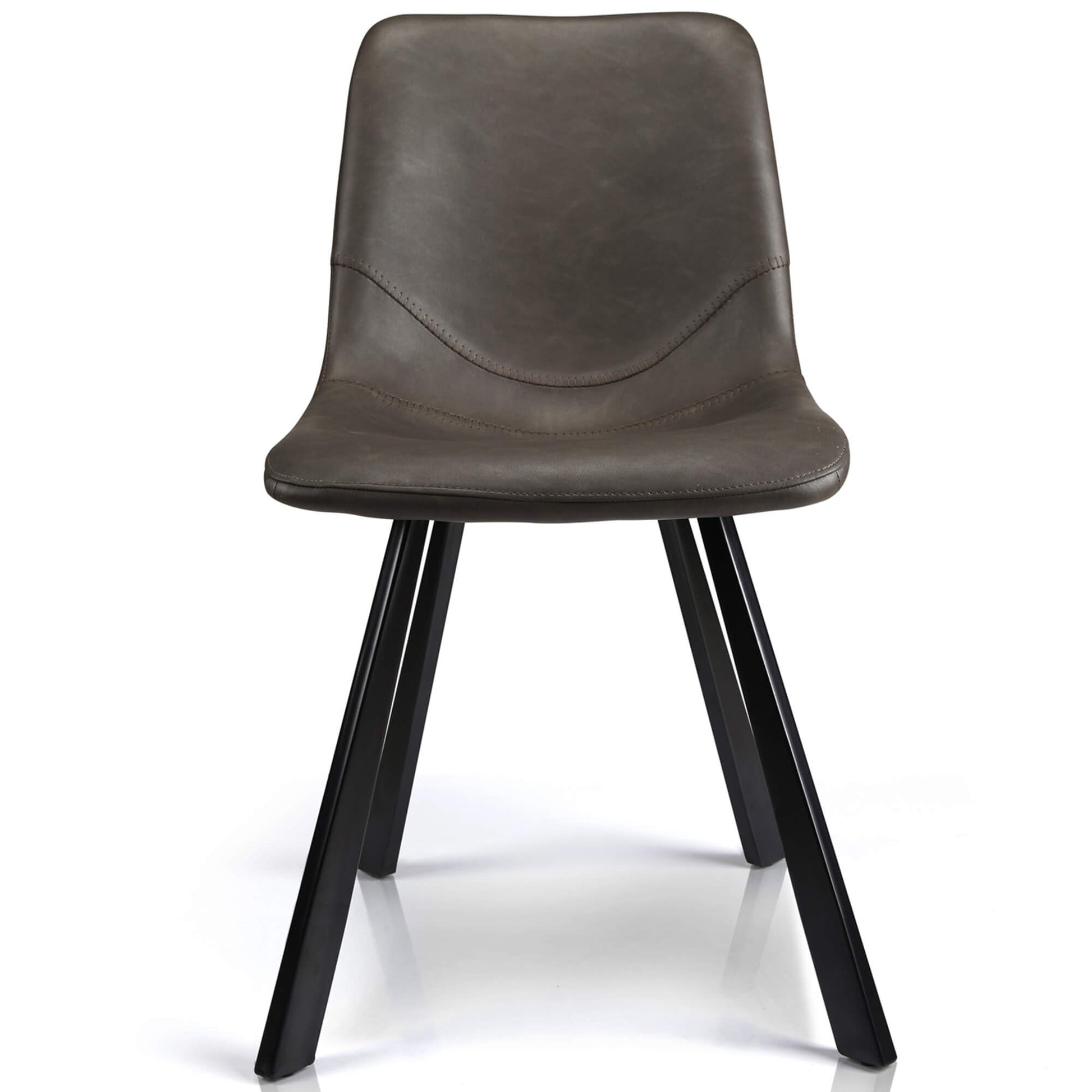 Ava | Metal Modern PU Leather Dining Chairs | Set Of 2 | Antique Grey