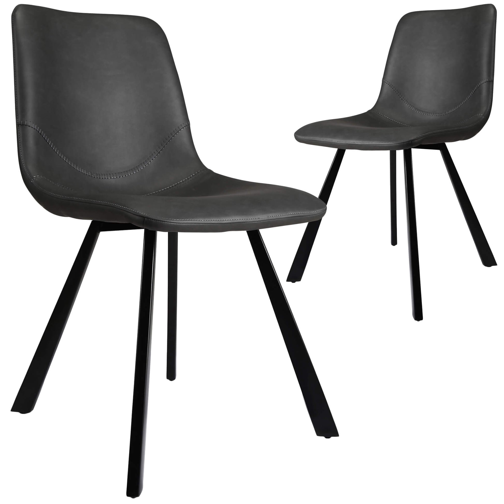 Ava | Metal Modern PU Leather Dining Chairs | Set Of 2 | Antique Black