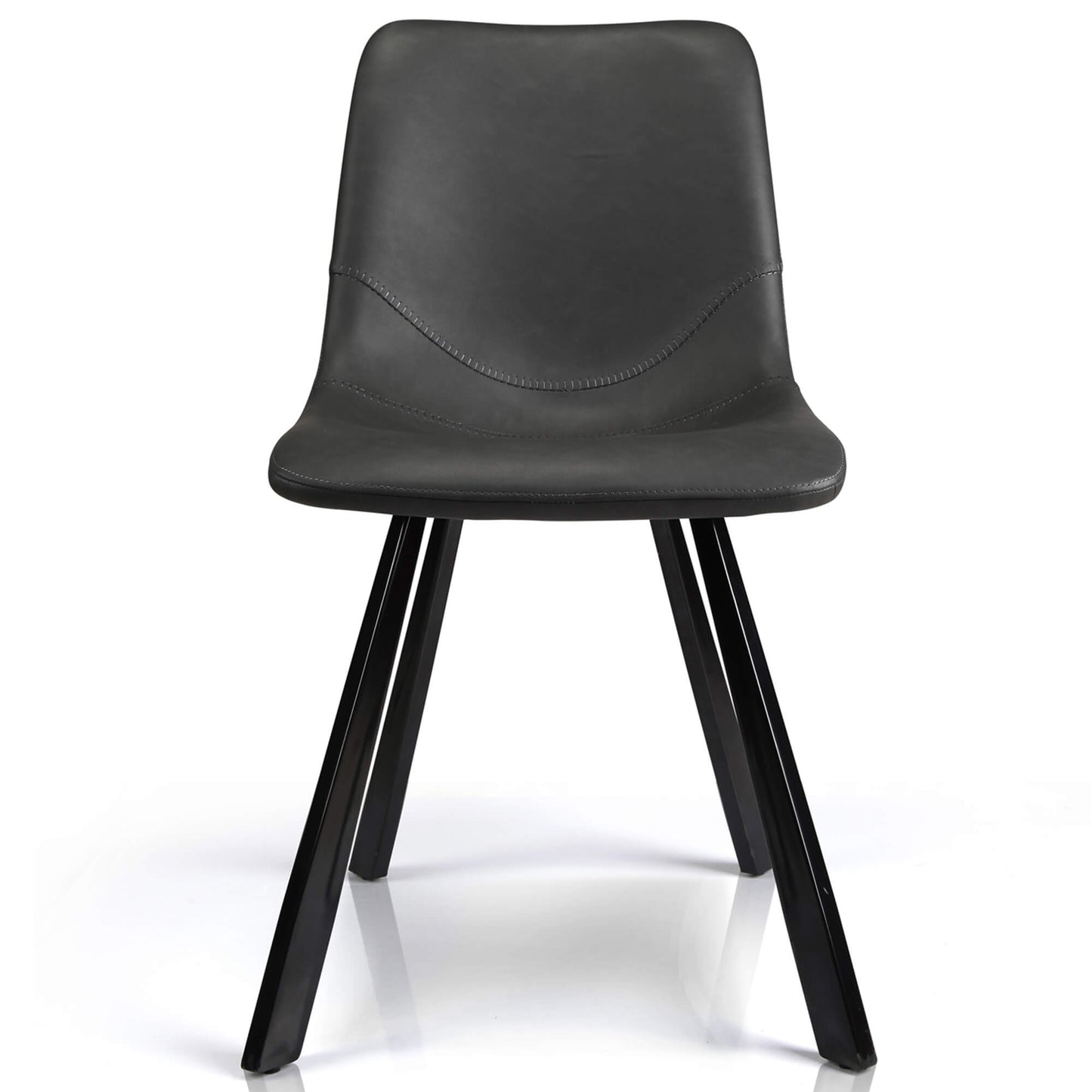 Ava | Metal Modern PU Leather Dining Chairs | Set Of 2 | Antique Black