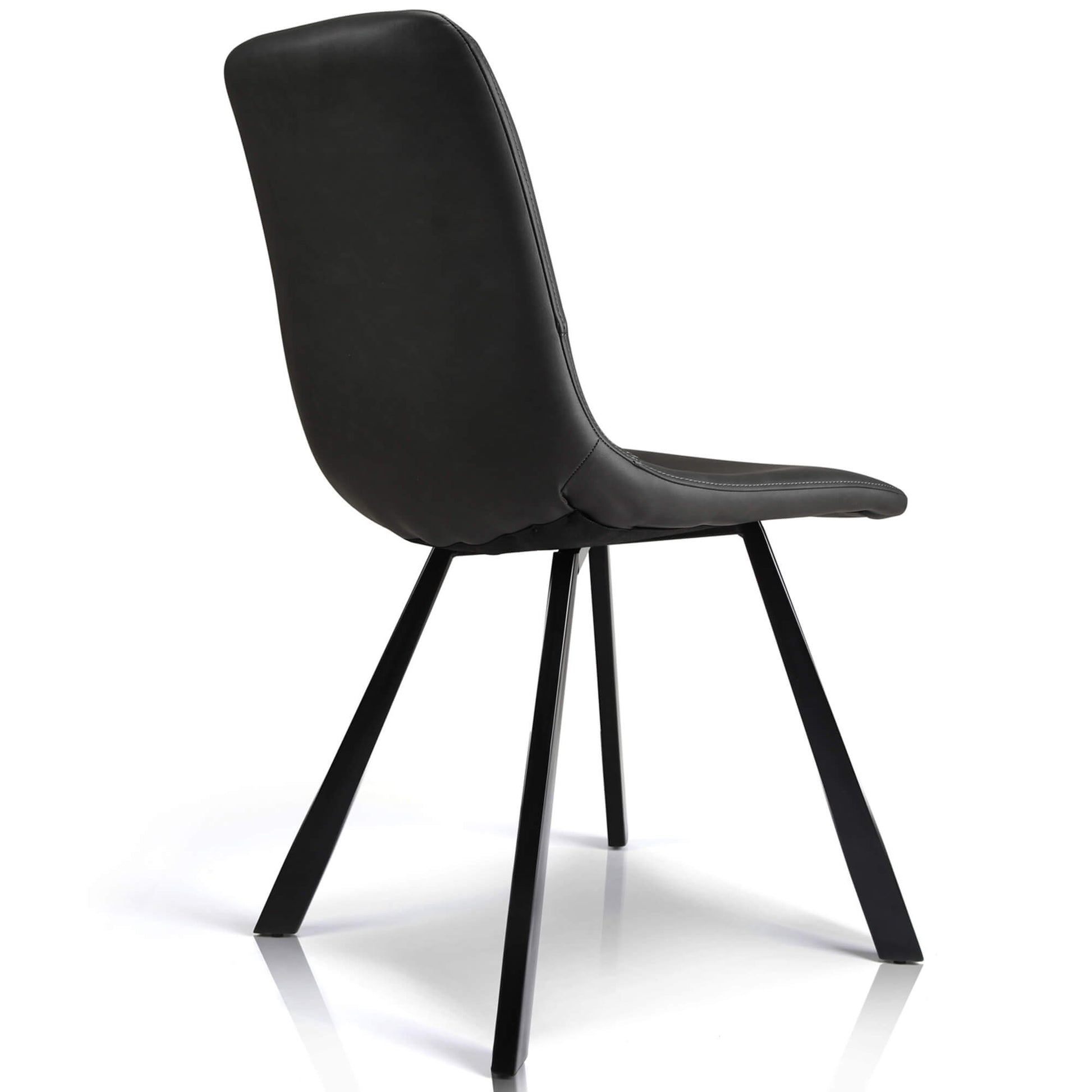 Ava | Metal Modern PU Leather Dining Chairs | Set Of 2 | Antique Black