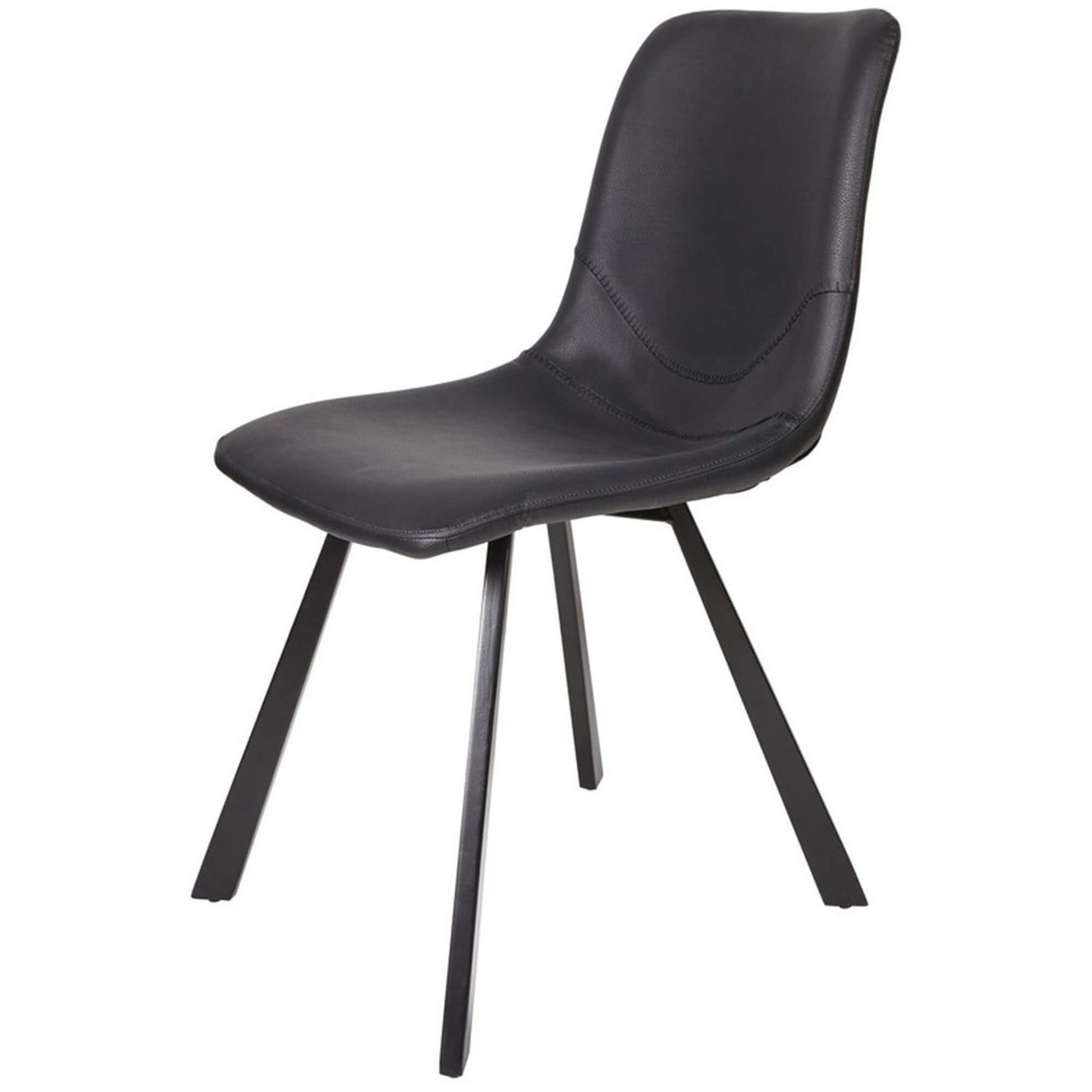 Ava | Metal Modern PU Leather Dining Chairs | Set Of 2 | Black