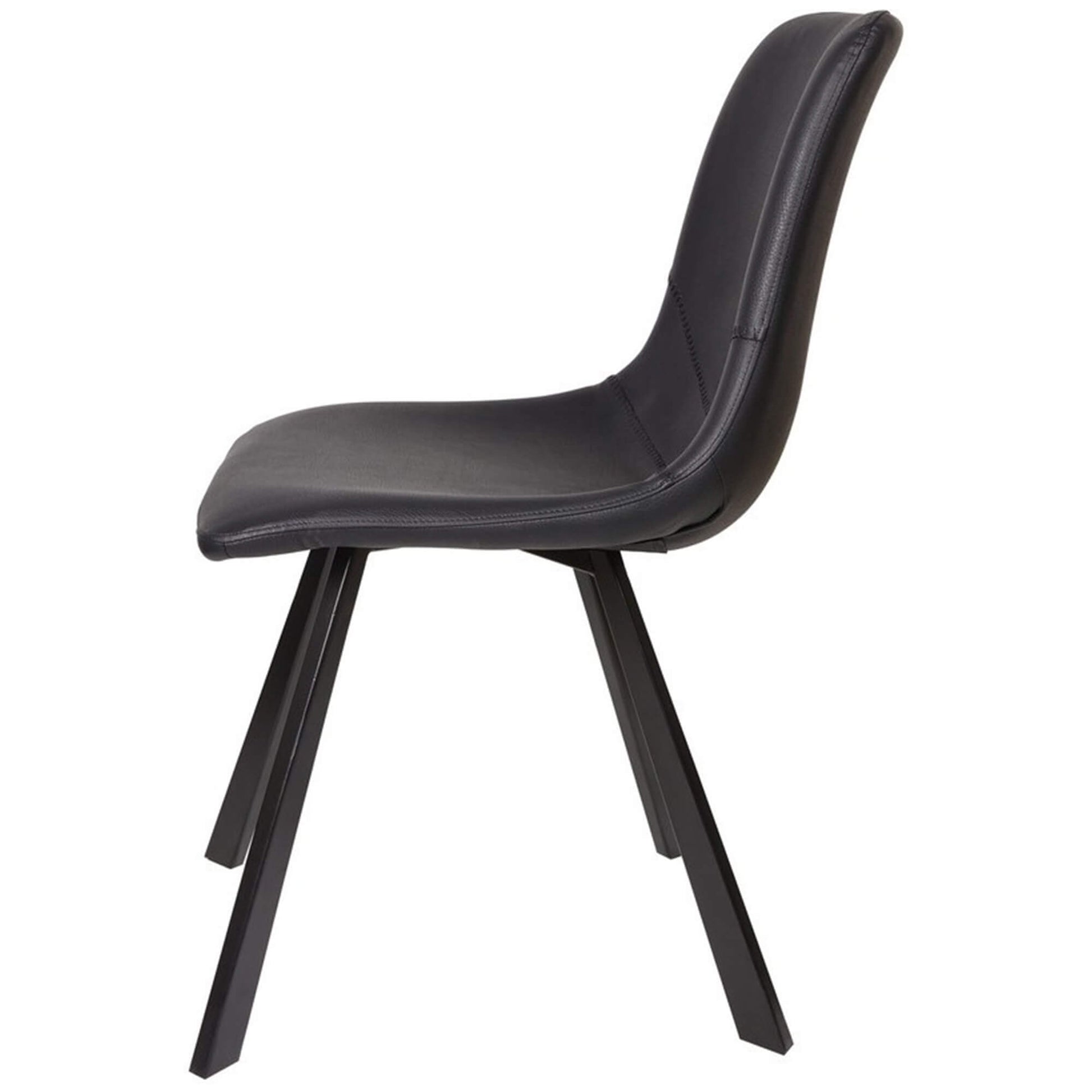 Ava | Metal Modern PU Leather Dining Chairs | Set Of 2 | Black