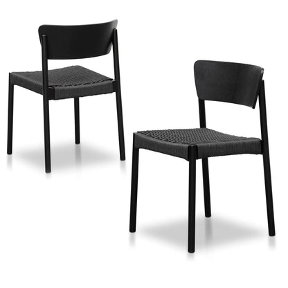 Bayville | Natural Black Coastal Wooden Dining Chairs | Set Of 2 | Black