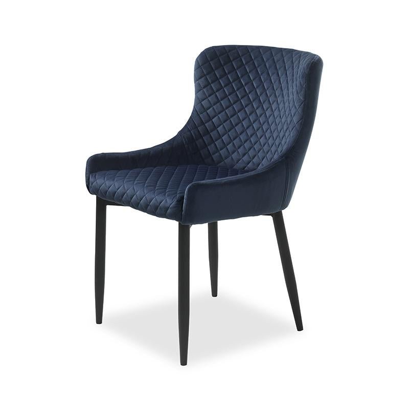 Berkshire | Metal Modern Velvet Dining Chairs | Set Of 2 | Blue