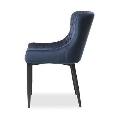 Berkshire | Metal Modern Velvet Dining Chairs | Set Of 2 | Blue