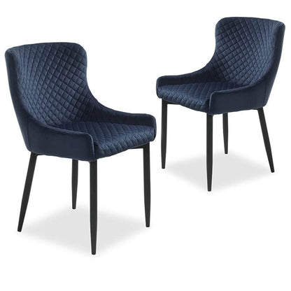 Berkshire | Metal Modern Velvet Dining Chairs | Set Of 2 | Blue