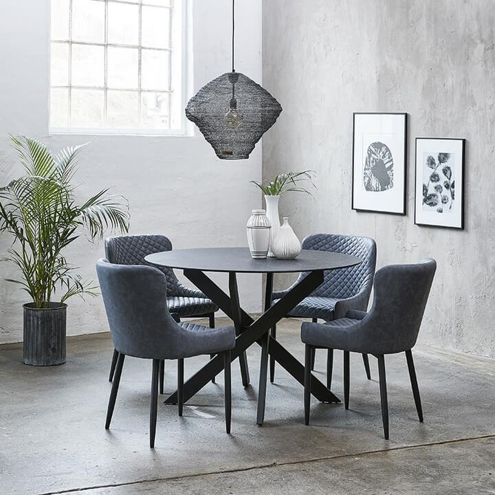 Berkshire | Metal Modern Velvet Dining Chairs | Set Of 2 | Grey