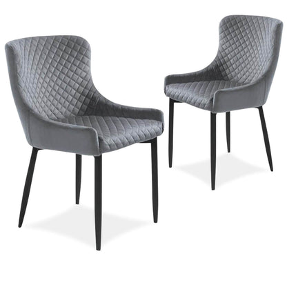 Berkshire | Metal Modern Velvet Dining Chairs | Set Of 2 | Grey