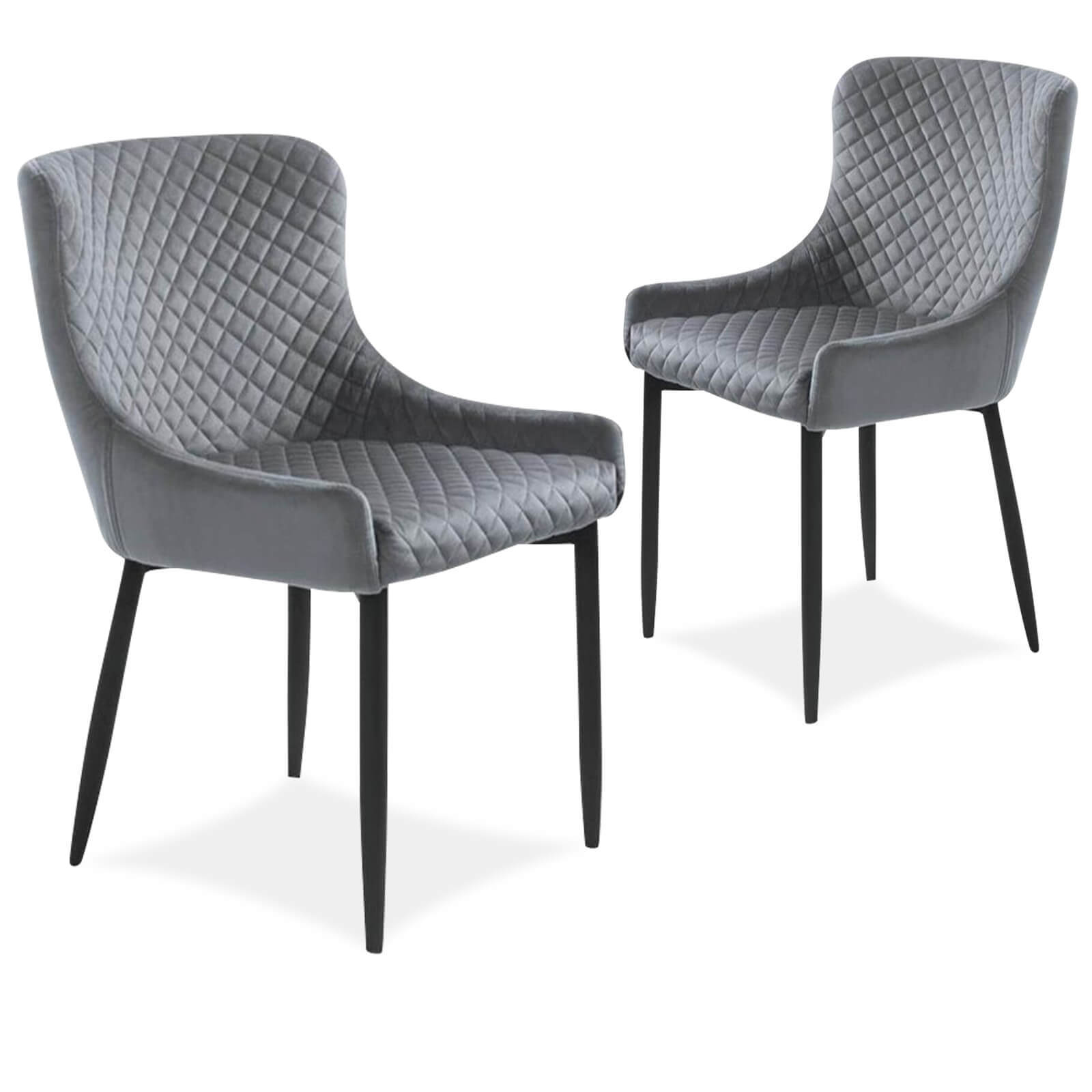 Berkshire | Metal Modern Velvet Dining Chairs | Set Of 2 | Grey