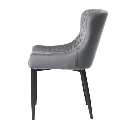 Berkshire | Metal Modern Velvet Dining Chairs | Set Of 2 | Grey