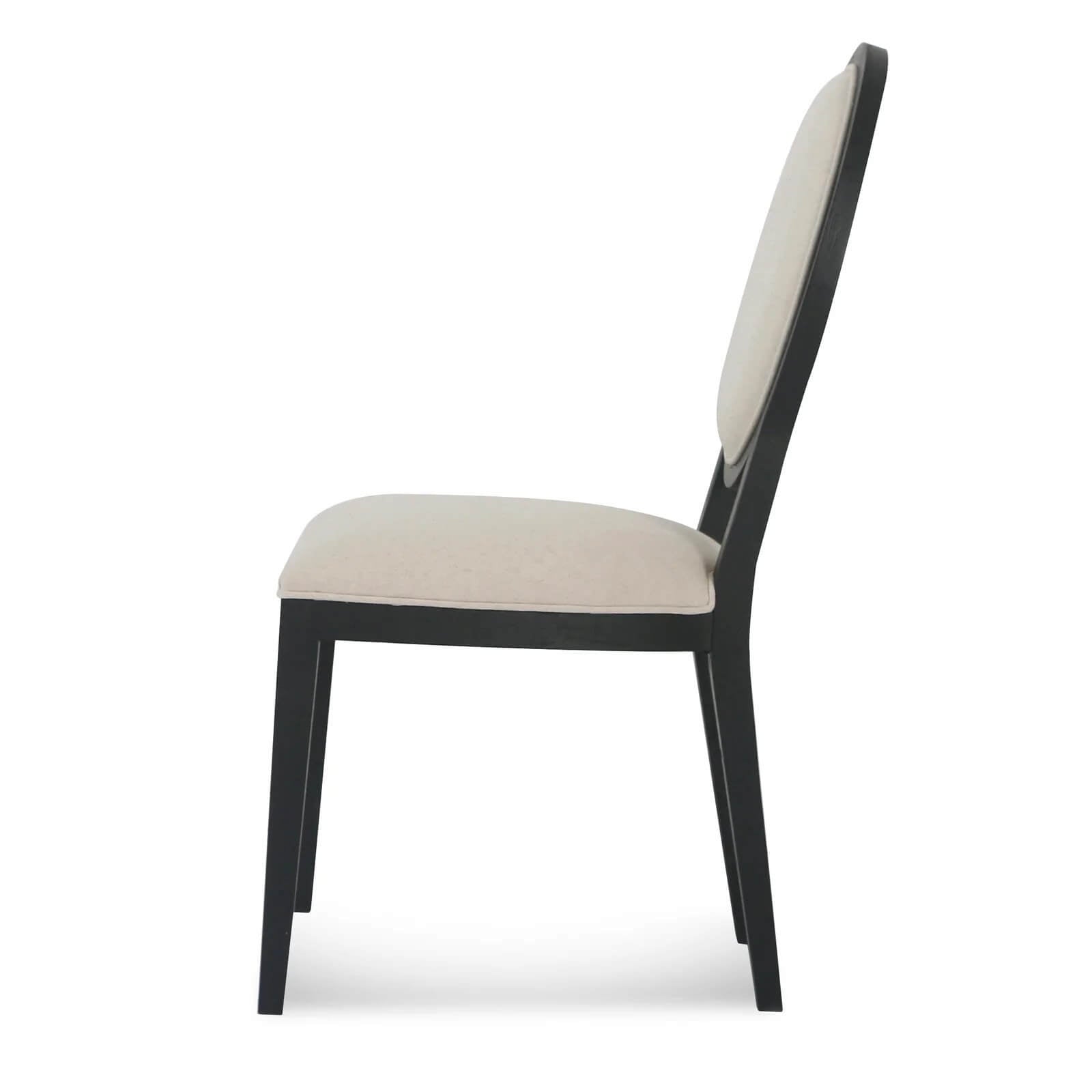 Berwick | Light Beige Fabric French Provincial Commercial Dining Chairs | Set of 2 | Black