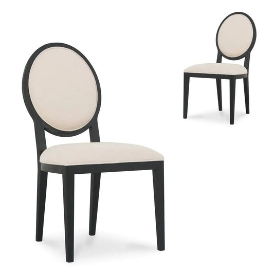 Berwick | Light Beige Fabric French Provincial Commercial Dining Chairs | Set of 2 | Black