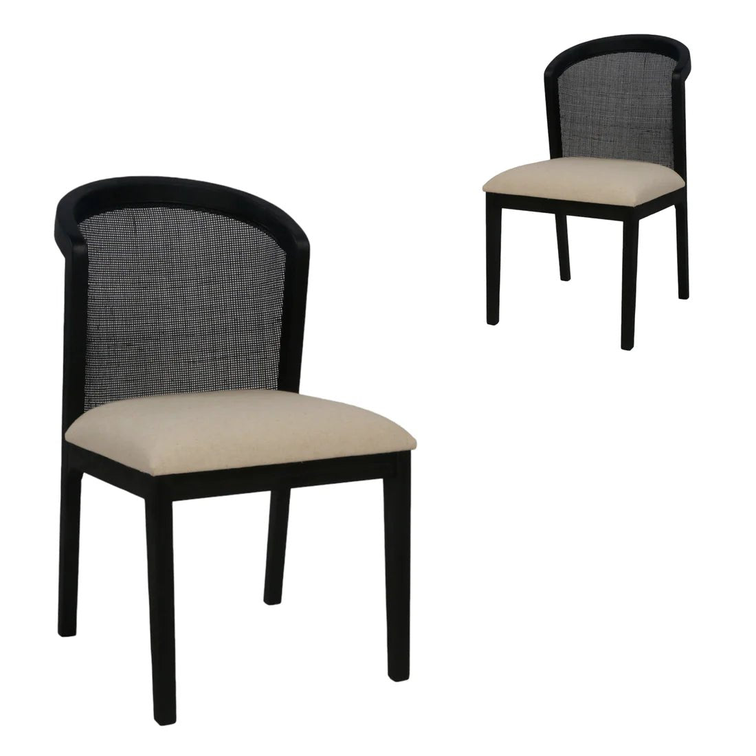 Highfield | Light Beige Cane Commercial Wooden Dining Chair | Black