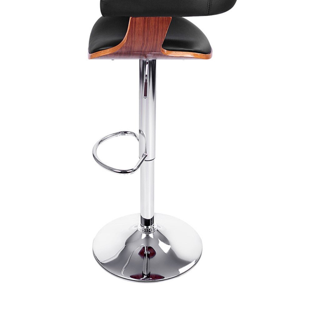 Bolton | Modern Black PU Leather Wooden Bar Stools With Arms | Set Of 2 | Black