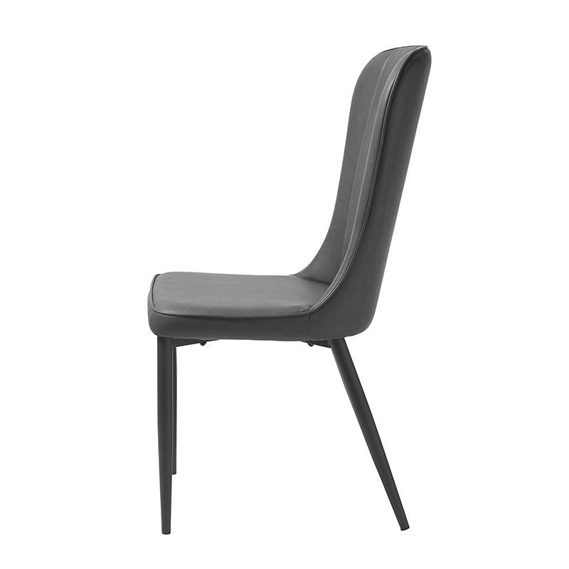 Bordeaux | Dark Grey Leather Modern Dining Chairs | Set Of 2 | Dark Grey