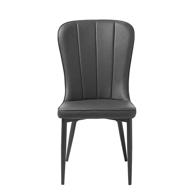 Bordeaux | Dark Grey Leather Modern Dining Chairs | Set Of 2 | Dark Grey