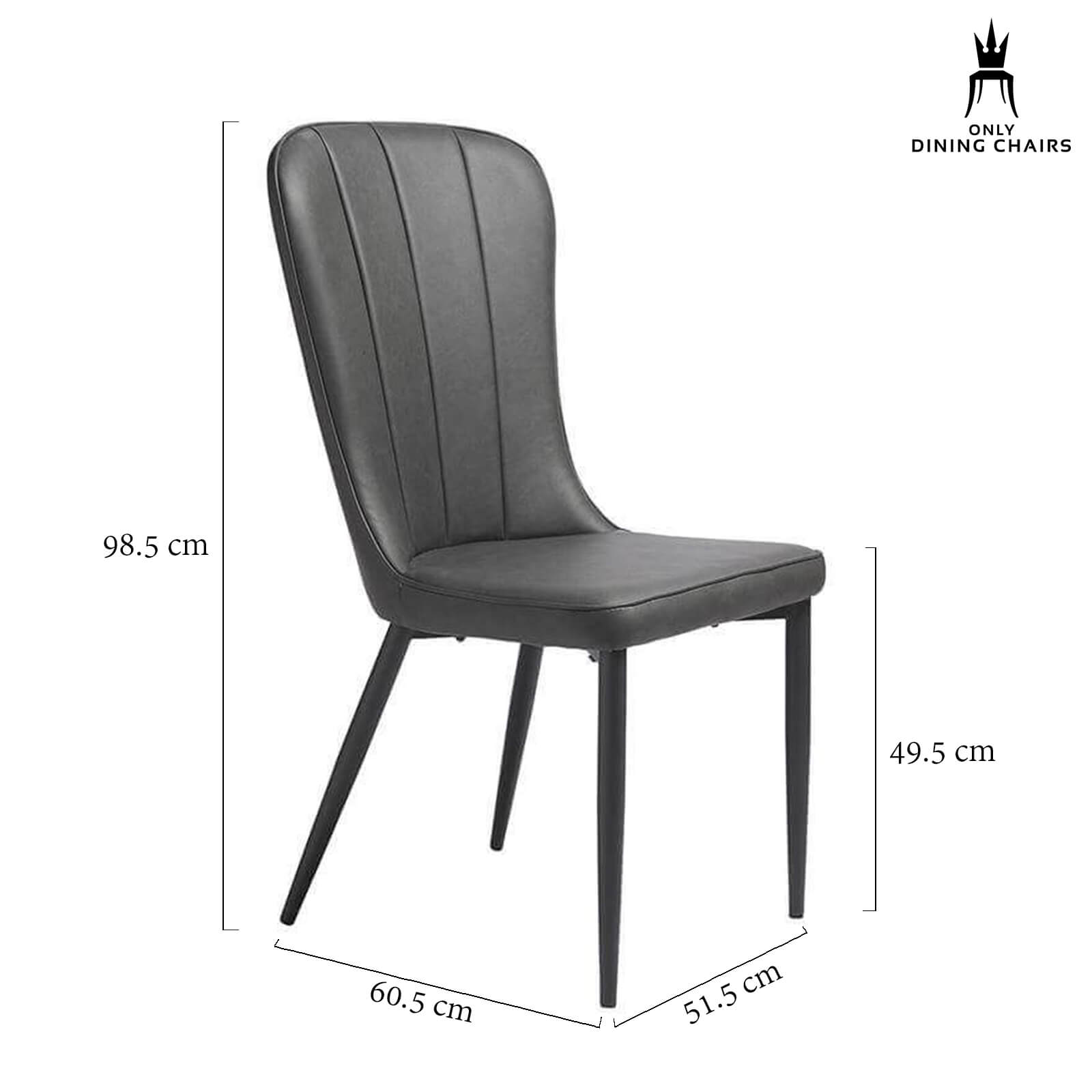 Bordeaux | Dark Grey Leather Modern Dining Chairs | Set Of 2 | Dark Grey