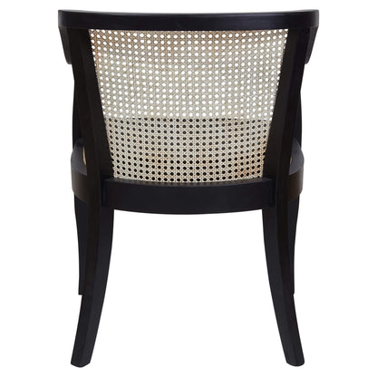 Botanica | Contemporary Black Rattan Dining Chair With Arms | Black