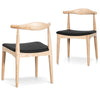 Bowman | Black Leather, Natural Wooden Dining Chairs | Set Of 2