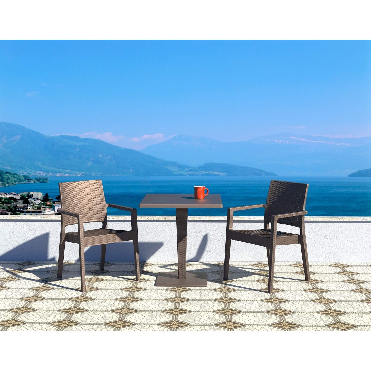 Bridgeport | Modern, Stackable, Plastic Indoor / Outdoor Dining Chair | Set Of 2 | Chocolate