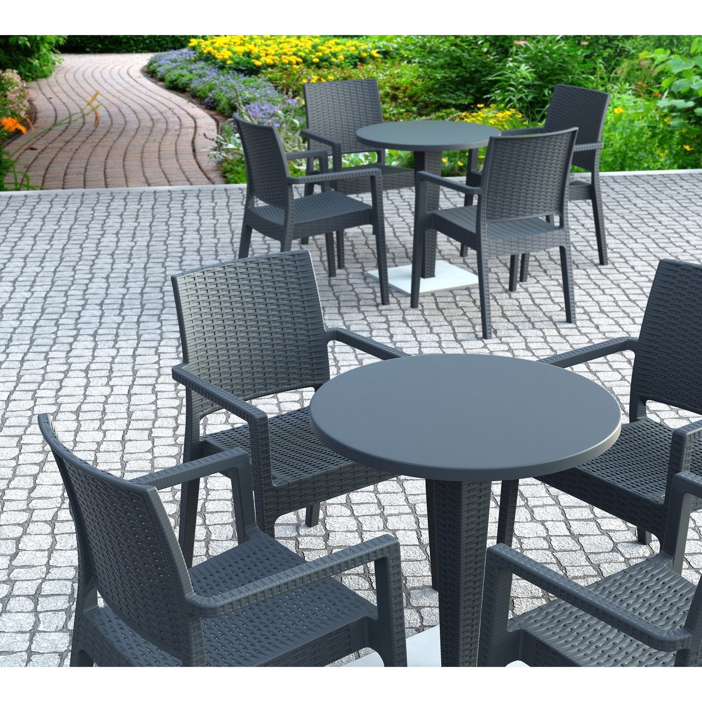 Bridgeport | Modern, Stackable, Plastic Indoor / Outdoor Dining Chair | Set Of 2 | Dark Grey