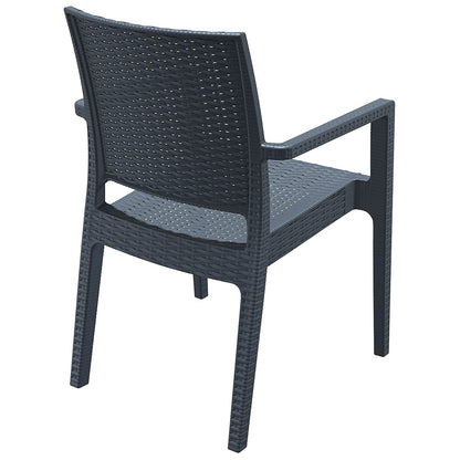 Bridgeport | Modern, Stackable, Plastic Indoor / Outdoor Dining Chair | Set Of 2 | Dark Grey