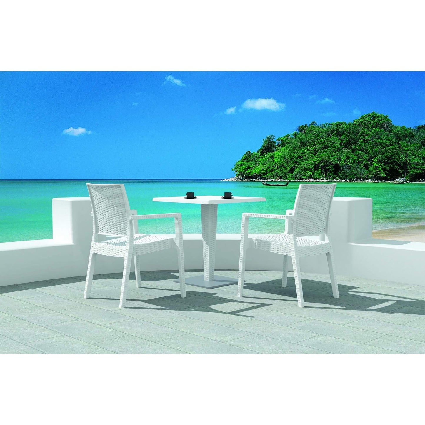 Bridgeport | Modern, Stackable, Plastic Indoor / Outdoor Dining Chair | Set Of 2 | White