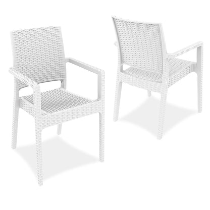 Bridgeport | Modern, Stackable, Plastic Indoor / Outdoor Dining Chair | Set Of 2 | White