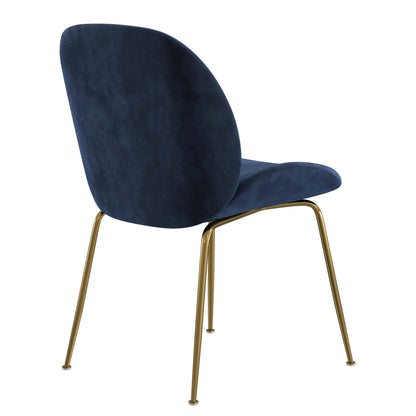 Brookfield Version 1 | Modern Metal Velvet Dining Chairs | Set Of 2 | Blue