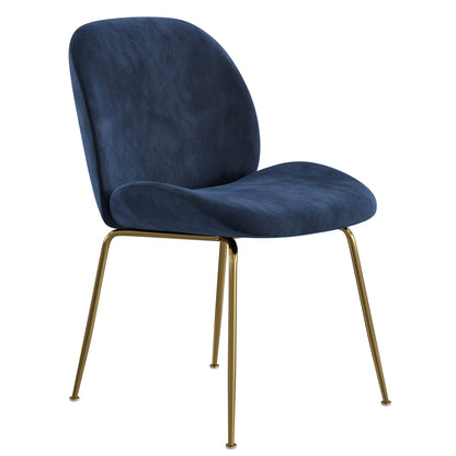 Brookfield Version 1 | Modern Metal Velvet Dining Chairs | Set Of 2 | Blue