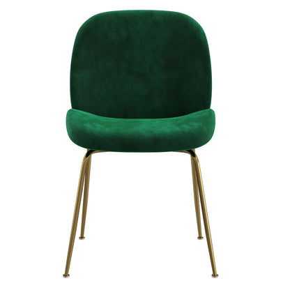 Brookfield Version 1 | Modern Metal Velvet Dining Chairs | Set Of 2 | Green