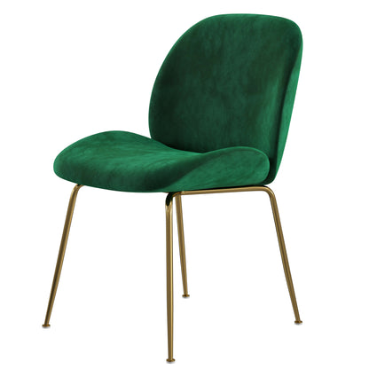 Brookfield Version 1 | Modern Metal Velvet Dining Chairs | Set Of 2 | Green