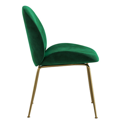 Brookfield Version 1 | Modern Metal Velvet Dining Chairs | Set Of 2 | Green