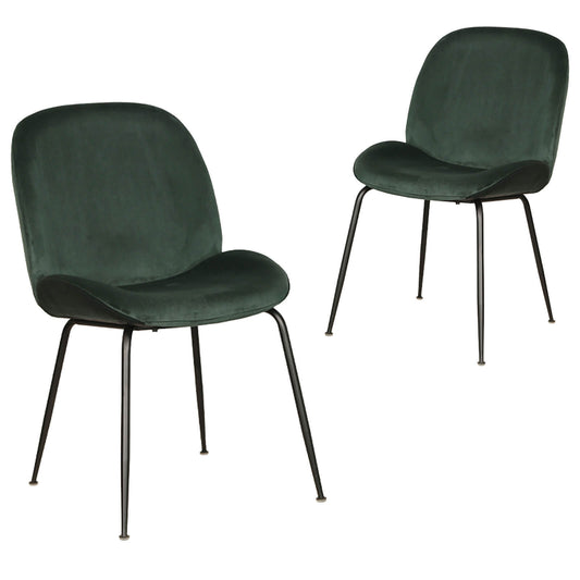 Brookfield Version 2 | Modern Metal Velvet Dining Chairs | Set Of 2 | Green