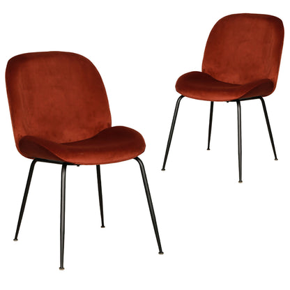 Brookfield Version 2 | Modern Metal Velvet Dining Chairs | Set Of 2 | Rust