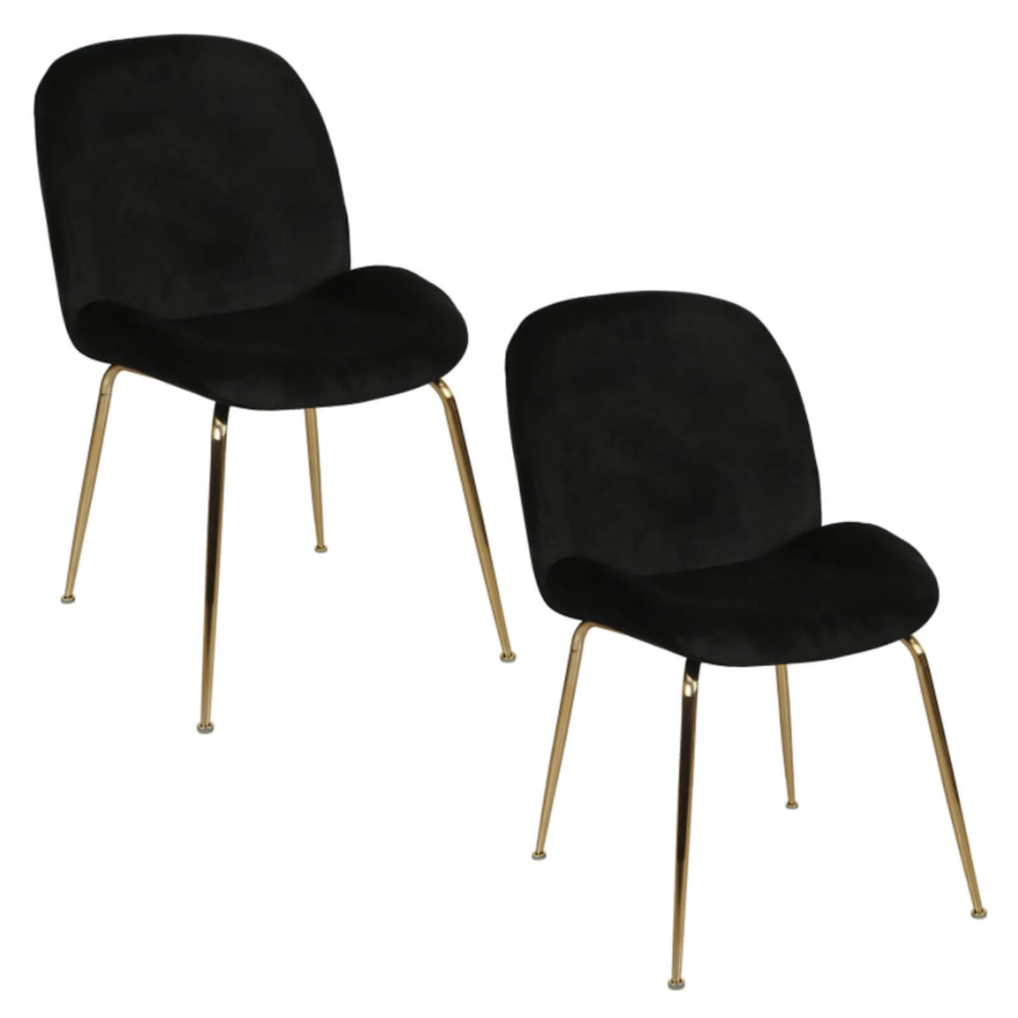 Brookfield Version 1 | Modern Metal Velvet Dining Chairs | Set Of 2 | Black