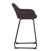 Canfield | Modern Metal Brown PU Leather Bar Stool With Arms