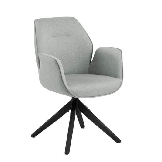 Cara | Grey, Fabric Contemporary Wooden Dining Chair with Arms