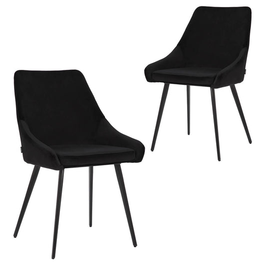 Chesterton | Modern Commercial Velvet Dining Chairs | Set Of 2 | Black