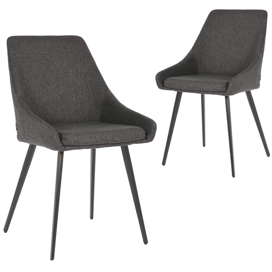 Chesterton | Stain Resistant Waterproof Fabric Dining Chairs | Set Of 2 | Charcoal