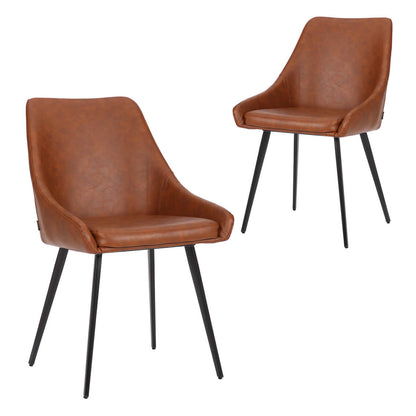 Chesterton | Modern PU Leather Dining Chairs | Set Of 2 | Tan