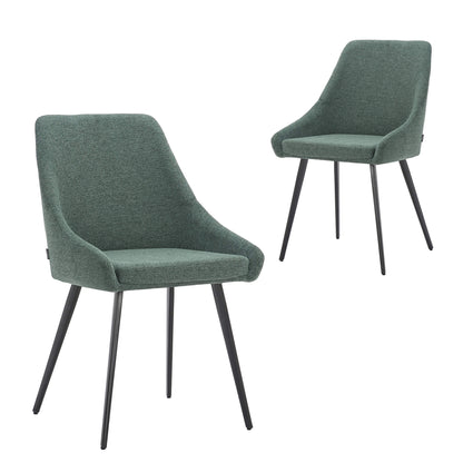Chesterton | Stain Resistant Waterproof Fabric Dining Chairs | Set Of 2 | Green