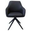 Clements | Olive Fabric Black Eco Leather Swivel Dining Chairs With Arms | Set Of 2