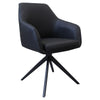 Clements | Olive Fabric Black Eco Leather Swivel Dining Chairs With Arms | Set Of 2