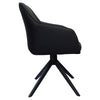 Clements | Olive Fabric Black Eco Leather Swivel Dining Chairs With Arms | Set Of 2