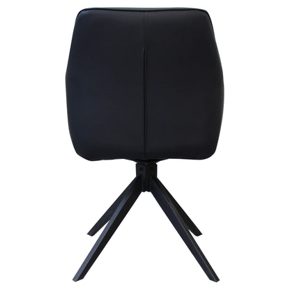Clements | Olive Fabric Black Eco Leather Swivel Dining Chairs With Arms | Set Of 2 | Black