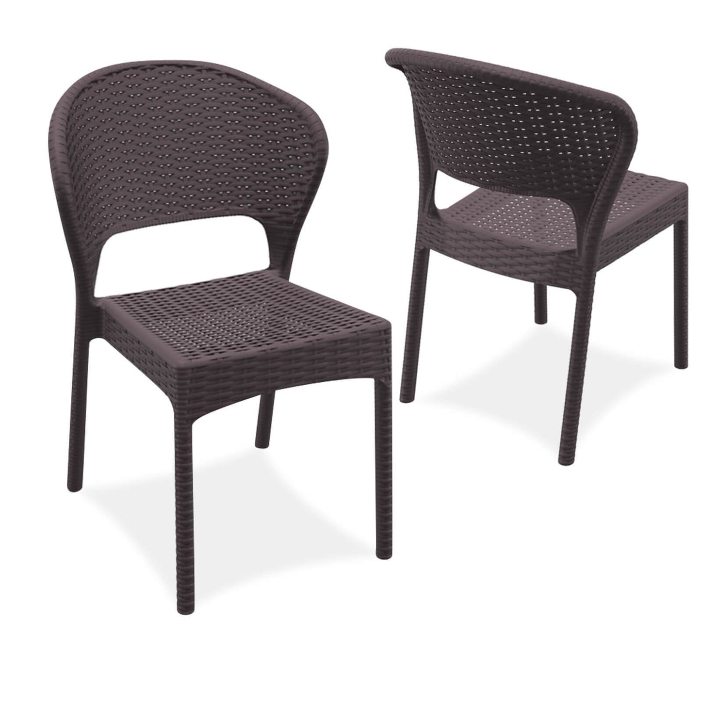 Clovelly | Coastal, Stackable, Plastic Outdoor Dining Chairs | Set Of 2 | Chocolate