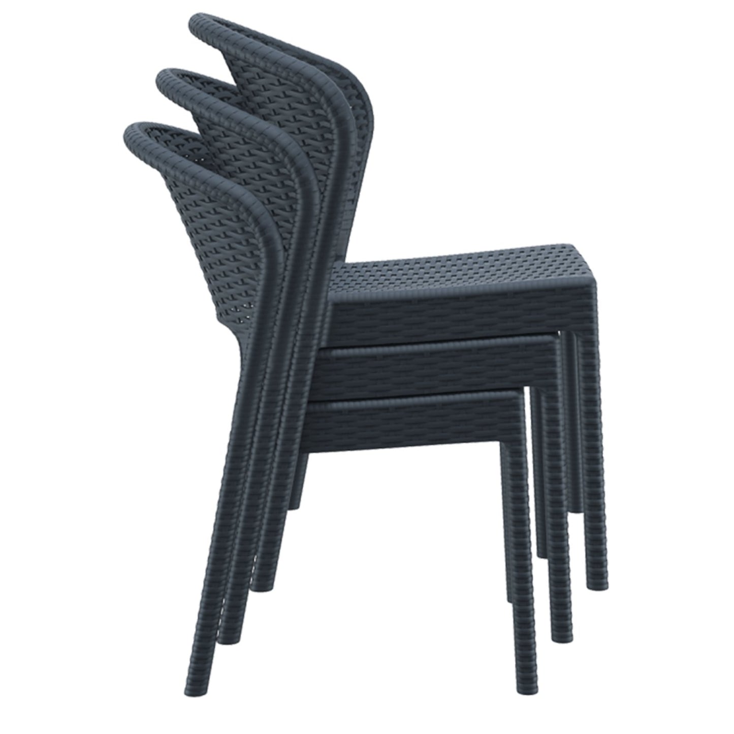 Clovelly | Coastal, Stackable, Plastic Outdoor Dining Chairs | Set Of 2 | Dark Grey
