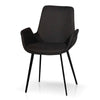 Collins | Dark Grey, Velvet, Black, Fabric, Contemporary Dining Chair | Set of 2