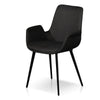 Collins | Dark Grey, Velvet, Black, Fabric, Contemporary Dining Chair | Set of 2